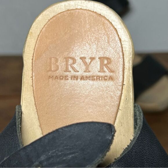 BRYR Rachel Sandal Toe High Heel Black Leather Clogs in Coal 40EU/10US - Picture 10 of 13